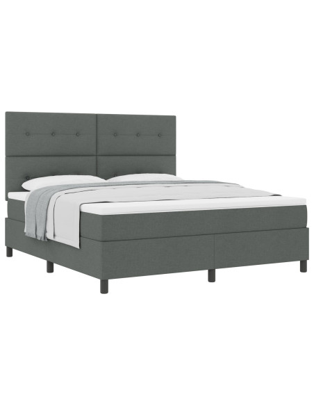 Letto con Rete a Molle Grigio Scuro Super King Tessuto