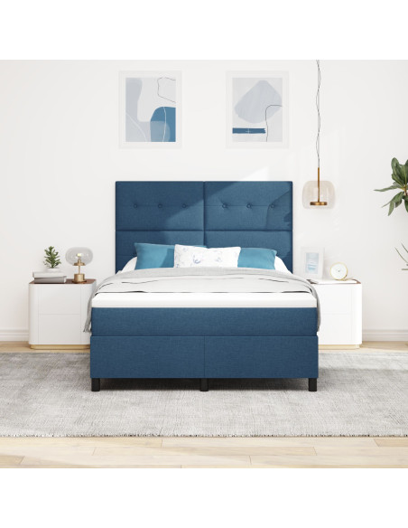 Letto a molle con materasso blu 160x200 cm in tessuto