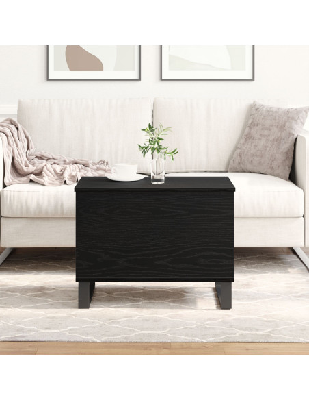 Tavolino da caffè con piano sollevabile Nero Rovere 60x44,5x45 cm Legno ingegnerizzato