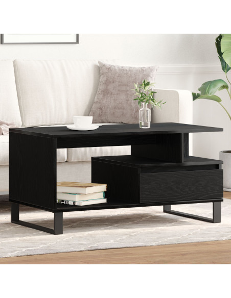 Tavolino da caffè  Nero Rovere 90x49x45 cm Legno ingegnerizzato