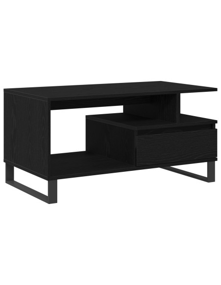 Tavolino da salotto con cassetto Rovere Nero 90 x 49 x 45 cm