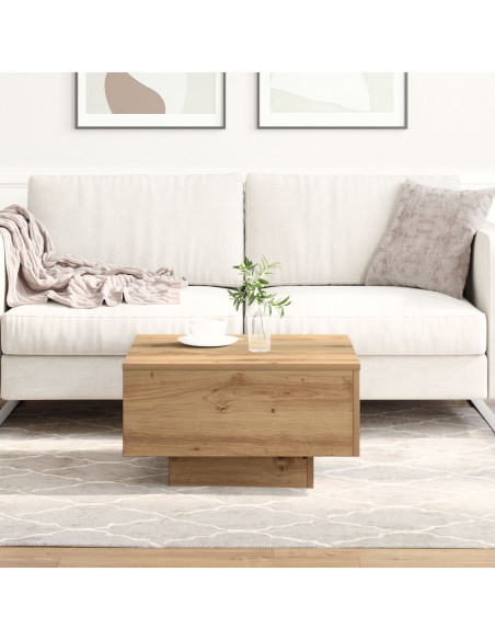 Tavolino da caffè  in rovere artigianale 55x55x31 cm in legno composito