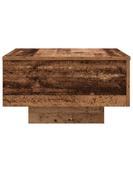 Tavolino da salotto  con luci LED in legno vecchio 55x55x31 cm