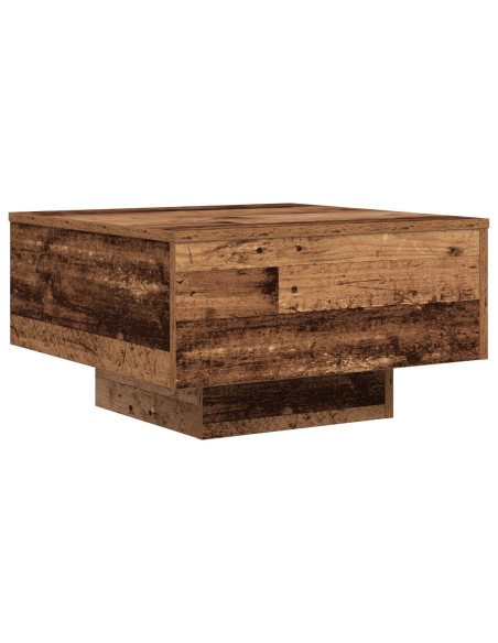 Tavolino da salotto  con luci LED in legno vecchio 55x55x31 cm