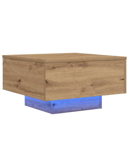 Tavolino da caffè  con luci LED Rovere Artigianale 55x55x31 cm