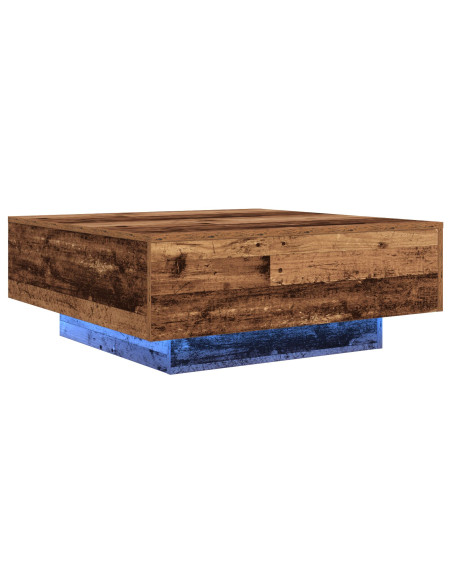 Tavolino da caffè  con luci LED Legno vecchio 80x80x31 cm