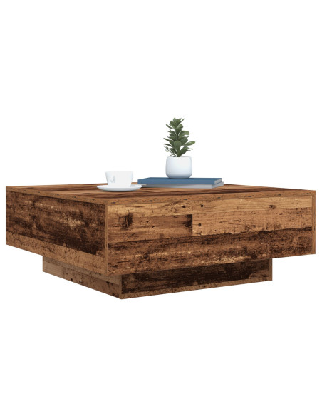 Tavolino da caffè  con luci LED Legno vecchio 80x80x31 cm