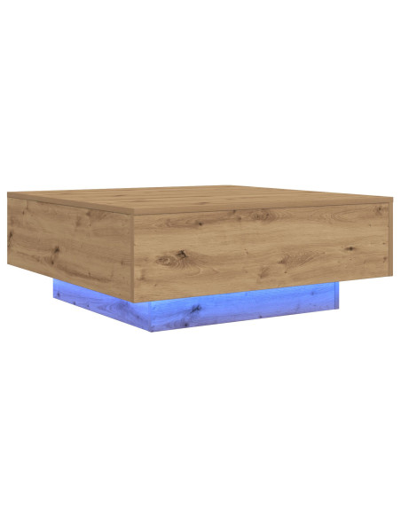 Tavolino da caffè  con luci LED in rovere artisan 80x80x31 cm