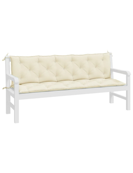Cuscini Panca Giardino 2pz Bianco Crema 180x50x7 Tessuto Oxford