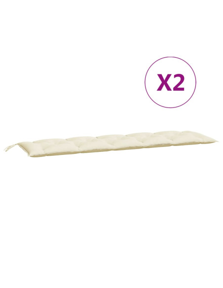 Cuscini Panca Giardino 2pz Bianco Crema 180x50x7 Tessuto Oxford