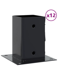 Basi per Pali Quadrati 12 pz 91x91mm Acciaio Verniciato Polvere 2