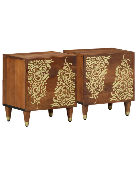 Comodini Miele Legno Massello Medio Design Floreale Comodino