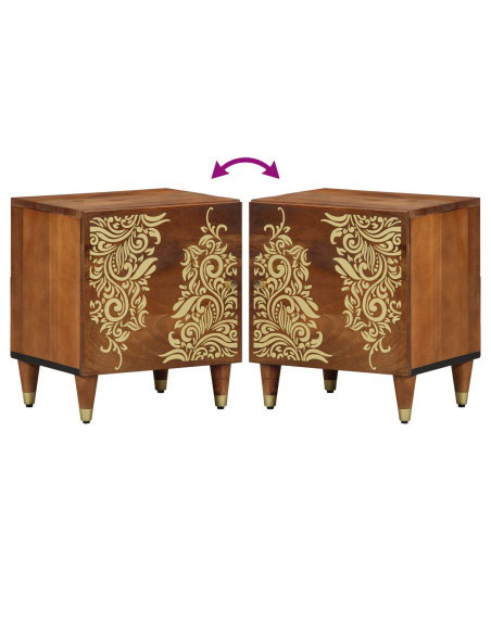 Comodini Miele Legno Massello Medio Design Floreale Comodino