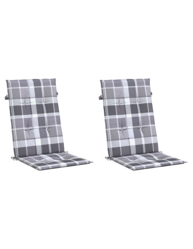 Cuscini per Sedie 2 pz Grigi a Quadri 120x50x3 cm in Tessuto