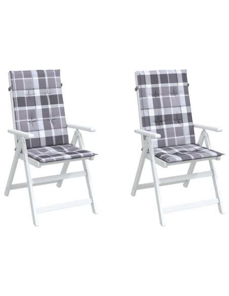 Cuscini per Sedie 2 pz Grigi a Quadri 120x50x3 cm in Tessuto