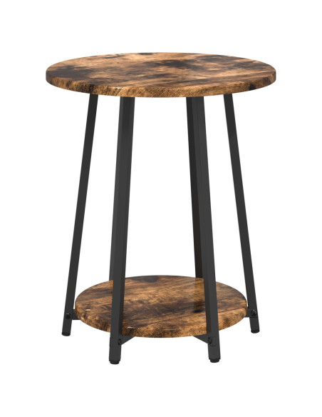 Set di 2 tavolini in legno ingegnerizzato in rovere fumé e metallo