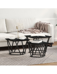 Tavolino da salotto 3 pcs Rovere Nero 2