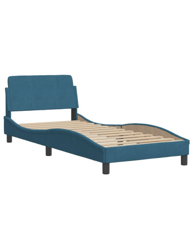 Letto con Materasso Hanko Blu 80x200 cm in Velluto