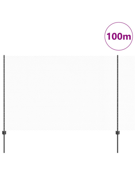 Pali per Recinzione 22 pcs U-Channel Grigio 150 cm Acciaio,  Recinzione Esagonale Grigia 1,5x100 m Acciaio