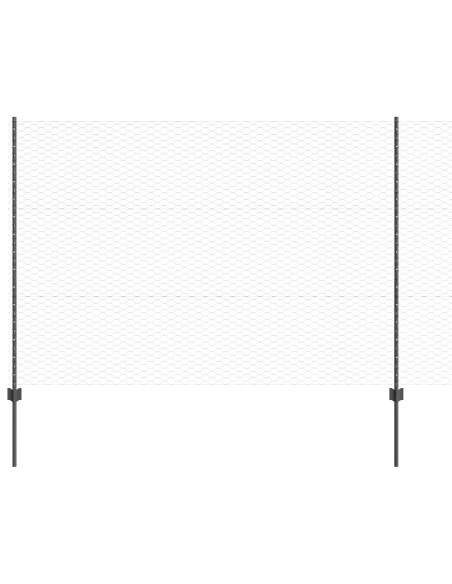 Pali Recinzione  22 pcs U-Channel Grigio 150 cm Acciaio, Recinzione Esagonale  Grigia 1,5x100 m Acciaio