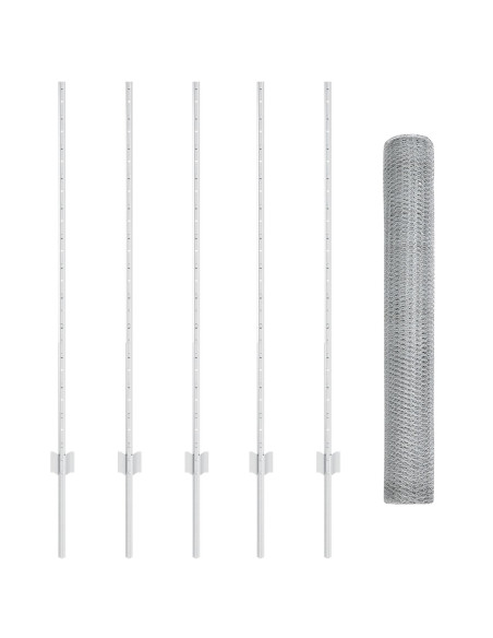 Pali per Recinzione 10 pz Canale a U 120 cm Acciaio Galvanizzato,  Recinzione Esagonale 1,2x10 m Acciaio Galvanizzato
