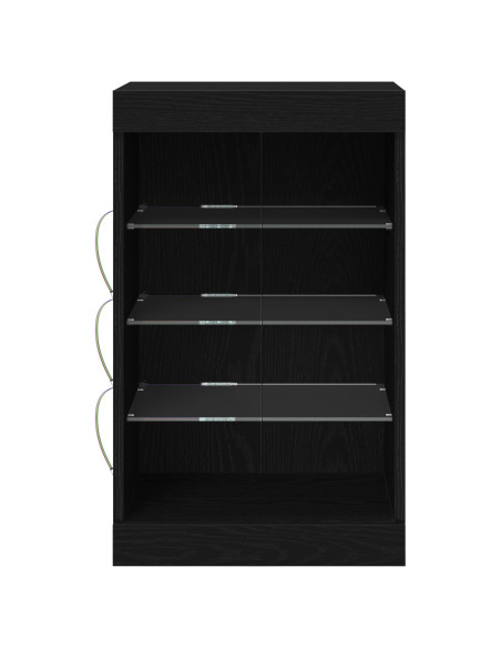 Sideboard  con luci LED Nero Rovere 41x37x67 cm
