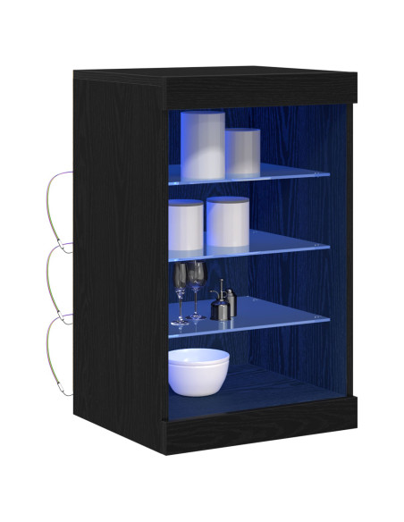 Sideboard  con luci LED Nero Rovere 41x37x67 cm