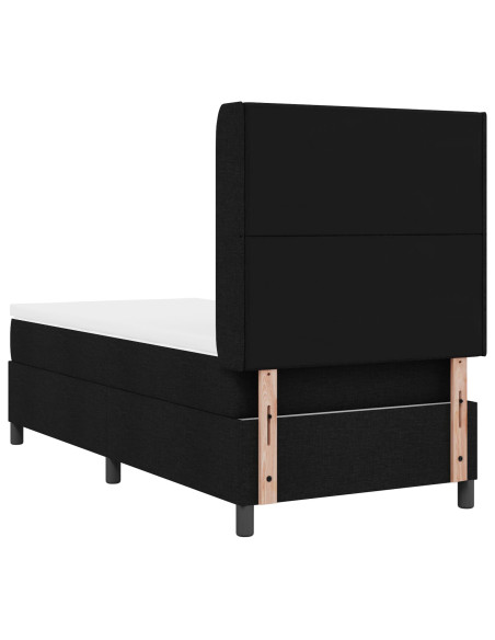 Letto Box Spring con Materasso e LED Nero 90x200 cm in Tessuto