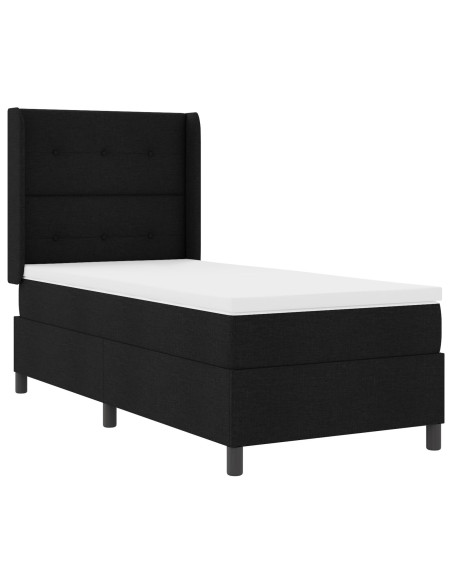 Letto Box Spring con Materasso e LED Nero 90x200 cm in Tessuto