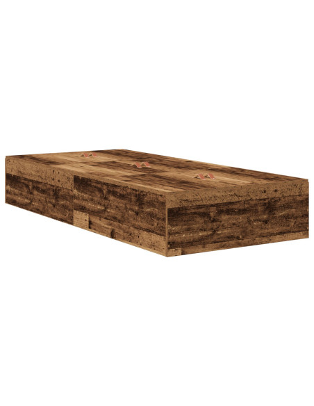 Letto con Contenitore Legno Invecchiato Legno Massello Semplice
