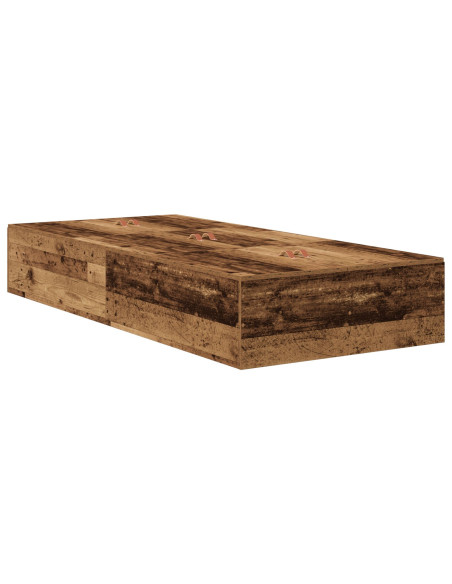 Letto con Contenitore Legno Invecchiato Legno Massello Semplice