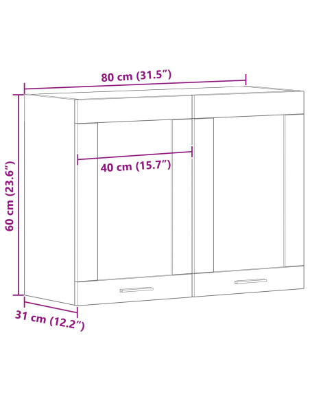 Armadio pensile Lyon Rovere Nero 80 x 31 x 60 cm