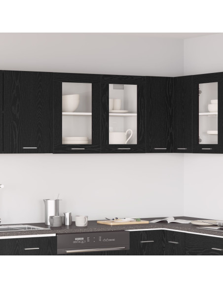 Armadio a muro in vetro nero in rovere 80x31x60 cm realizzato in legno ingegnerizzato