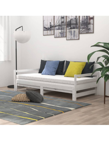 Dormeuse Estraibile 2x(90x200) cm Nera in Massello di Pino