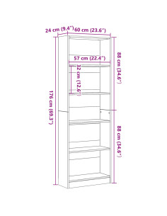 Libreria Rovere Nero 60 x 24 x 176 cm Legno multistrato 2