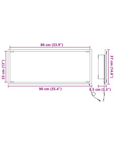 Specchio Grigio Sonoma 90 x 8,5 x 37 cm Legno multistrato 2