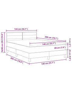 Letto a molle con materasso Nero 140 x 200 cm Tessuto 2