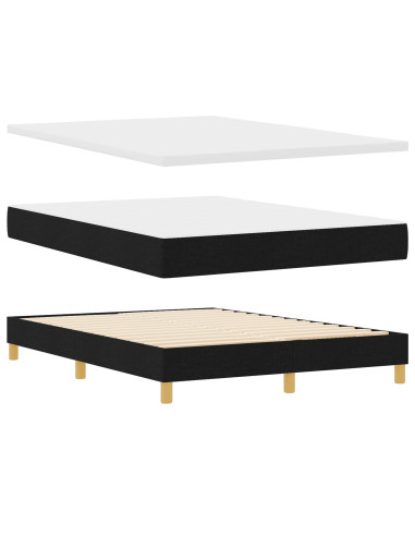 Letto a molle con materasso Nero 140 x 200 cm Tessuto