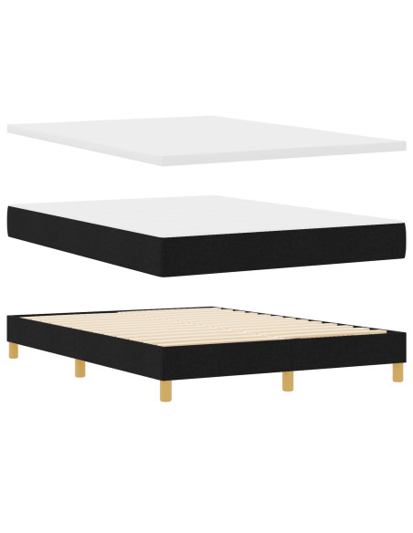 Letto a Molle con Materasso Nero 140x200 cm Tessuto