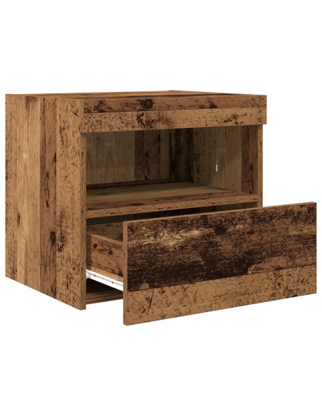 Armadi Laterali  con Luci LED 2 pezzi Legno Vecchio 50x40x45 cm