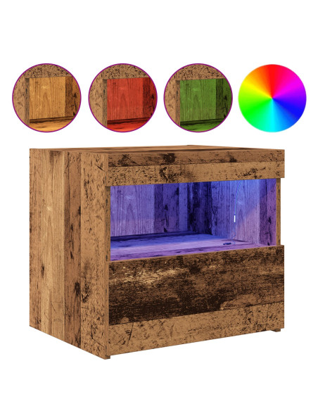 Armadi Laterali  con Luci LED 2 pezzi Legno Vecchio 50x40x45 cm
