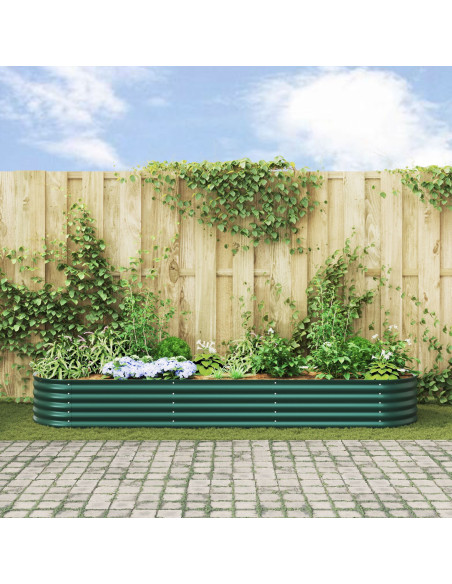 Letto da Giardino Rialzato Verde 320x80x44 cm in Acciaio Galvanizzato