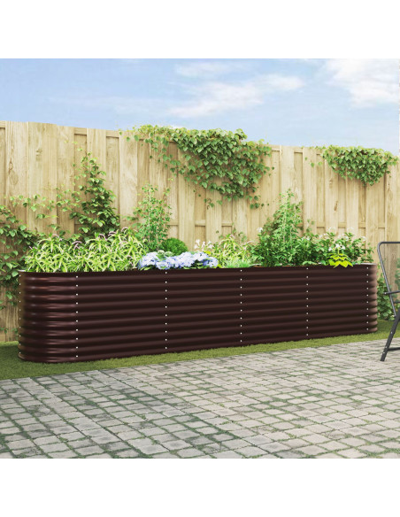 Letto da Giardino Rialzato Marrone 400x80x81 cm Acciaio Zincato