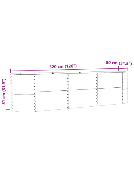 lettiera da giardino  marrone 320x80x81 cm in acciaio zincato