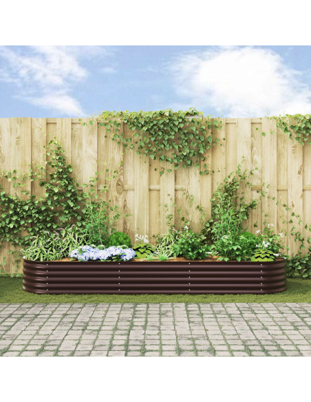Letto rialzato da giardino Marrone 320x80x44 cm Acciaio zincato