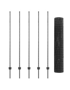 Recinzione con Posto Grigio 1,6 x 10 m Acciaio e PVC 2