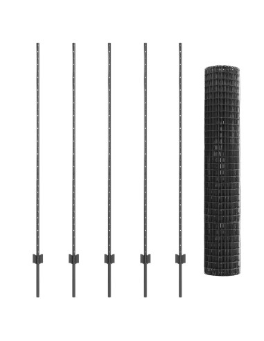 Recinzione con Posto Grigio 1,6 x 10 m Acciaio e PVC