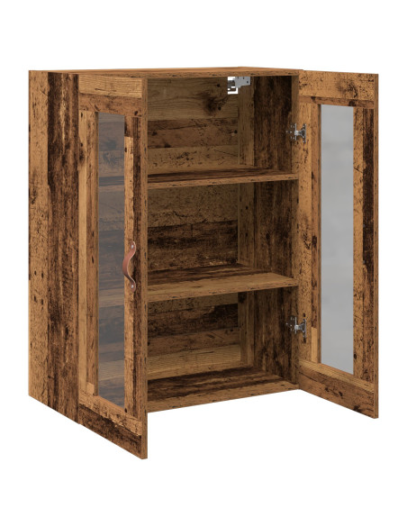 Armadio a muro con ante in vetro in legno anticato 69,5x34x90 cm
