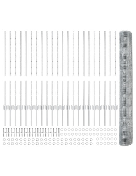 Recinzione in Rete Saldati  con 44 Post U Argento 1x50 m Acciaio