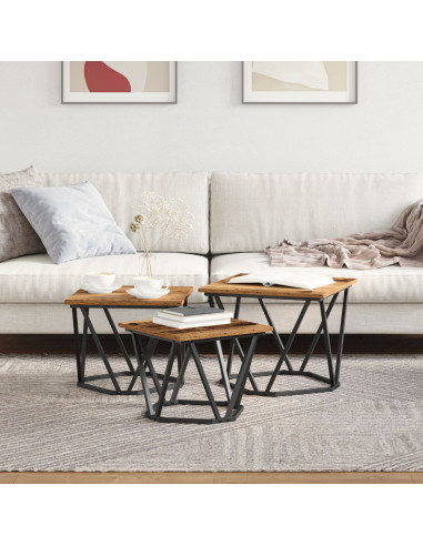 Tavolino da salotto 3 pcs Legno vecchio